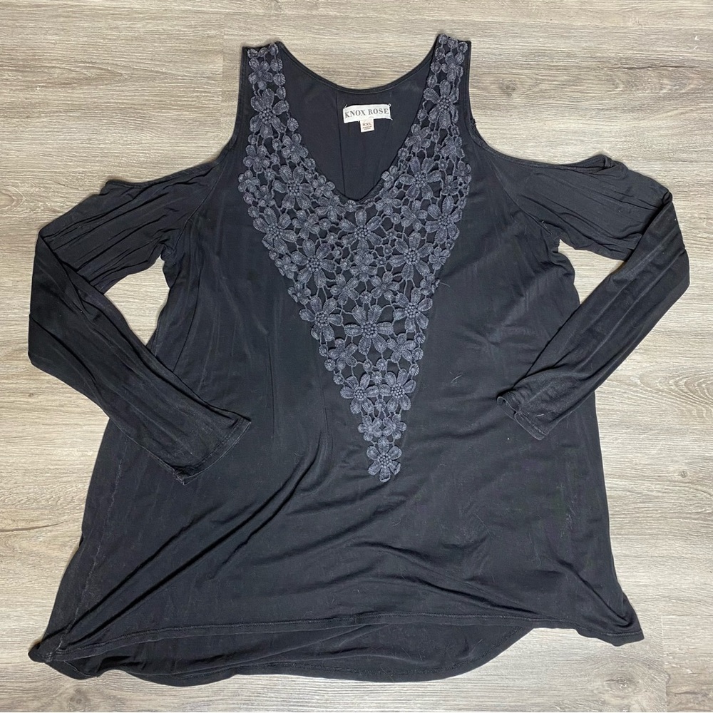 Knox Rose Cold Shoulder Long Sleeve Flowing Top Sz xxl